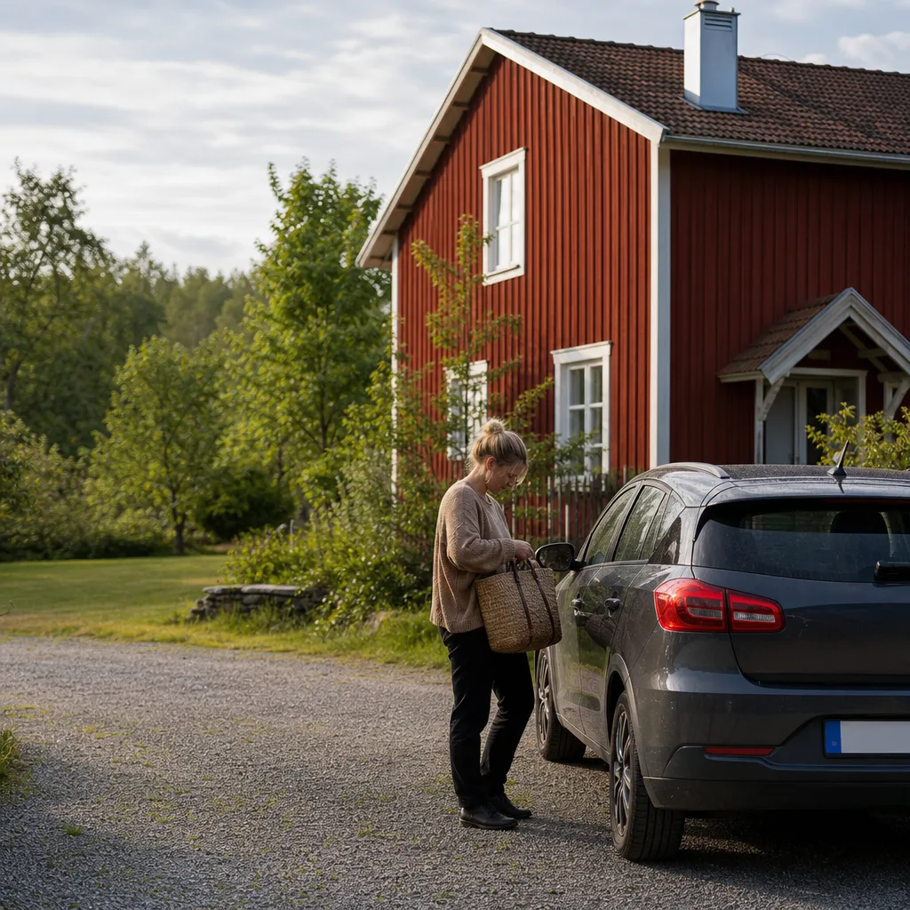 Parkerad bil i bostadsområde